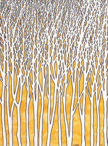 gold and white trees